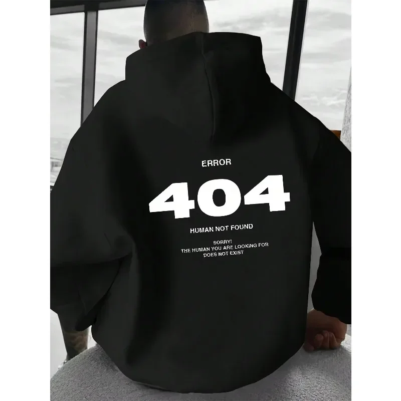 Sudadera De Invierno Otoño Unisex Con Capucha, Estampado ERROR 404, Ropa Casual Hip-Hop Al Aire Libre