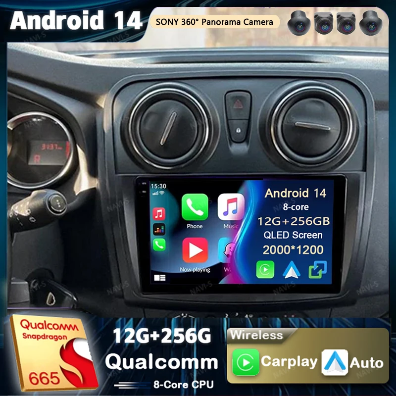 

Android 14 For Renault Sandero Logan 2 2014-2019 2K QLED Android Car Radio Multimedia Video Player GPS CarPlay Auto BT 4G Stereo