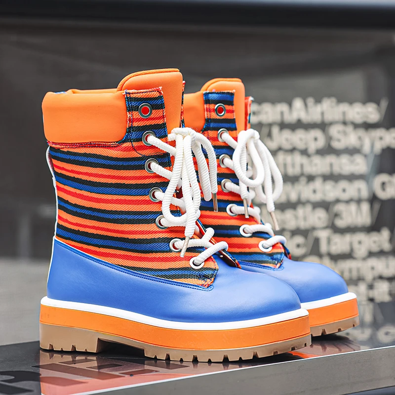 

Street Style High Boots Men Luxury Designer Boots Comfy Platform Leather Boot For Men Outdoor Men's Work Boots botas para hombre