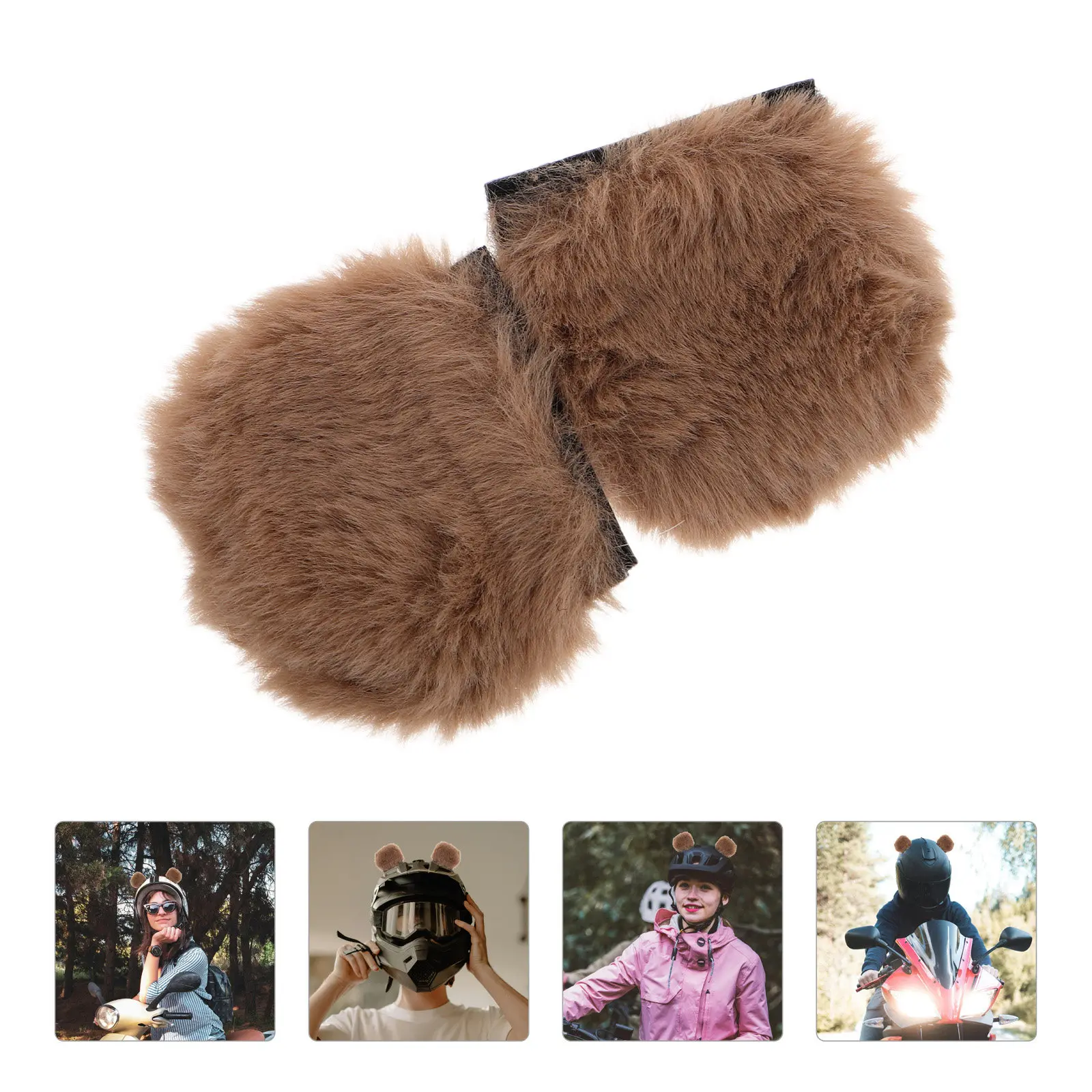 

1Pair Cute Bear Ear Decoration Detachable Motorcycle Accessories for Women Soft Resistant Fade Unique Rider Ornament