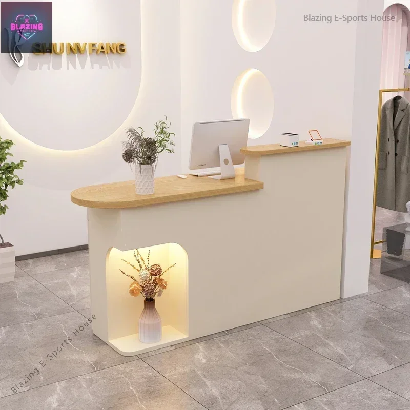 Design Light Reception Desks Stylish Display Bar Checkout Office Reception Desks Front Desk Mostrador Commercial Furniture