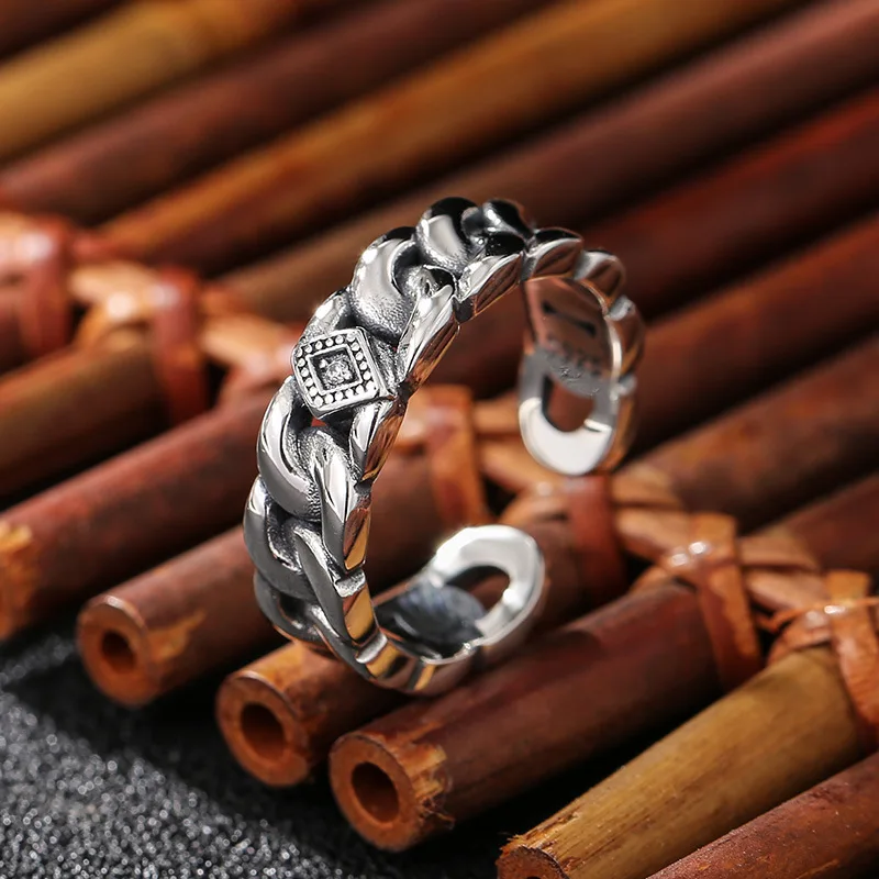 silver fashion jewelry thai silver japanese and korean men's and women's personalized chain index finger open ring trendyy