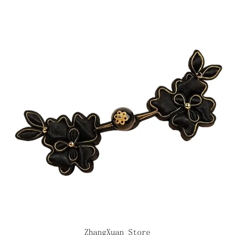 Satin-Stoffknopf mit goldener Perlenverzierung 3XUF – Detail 7