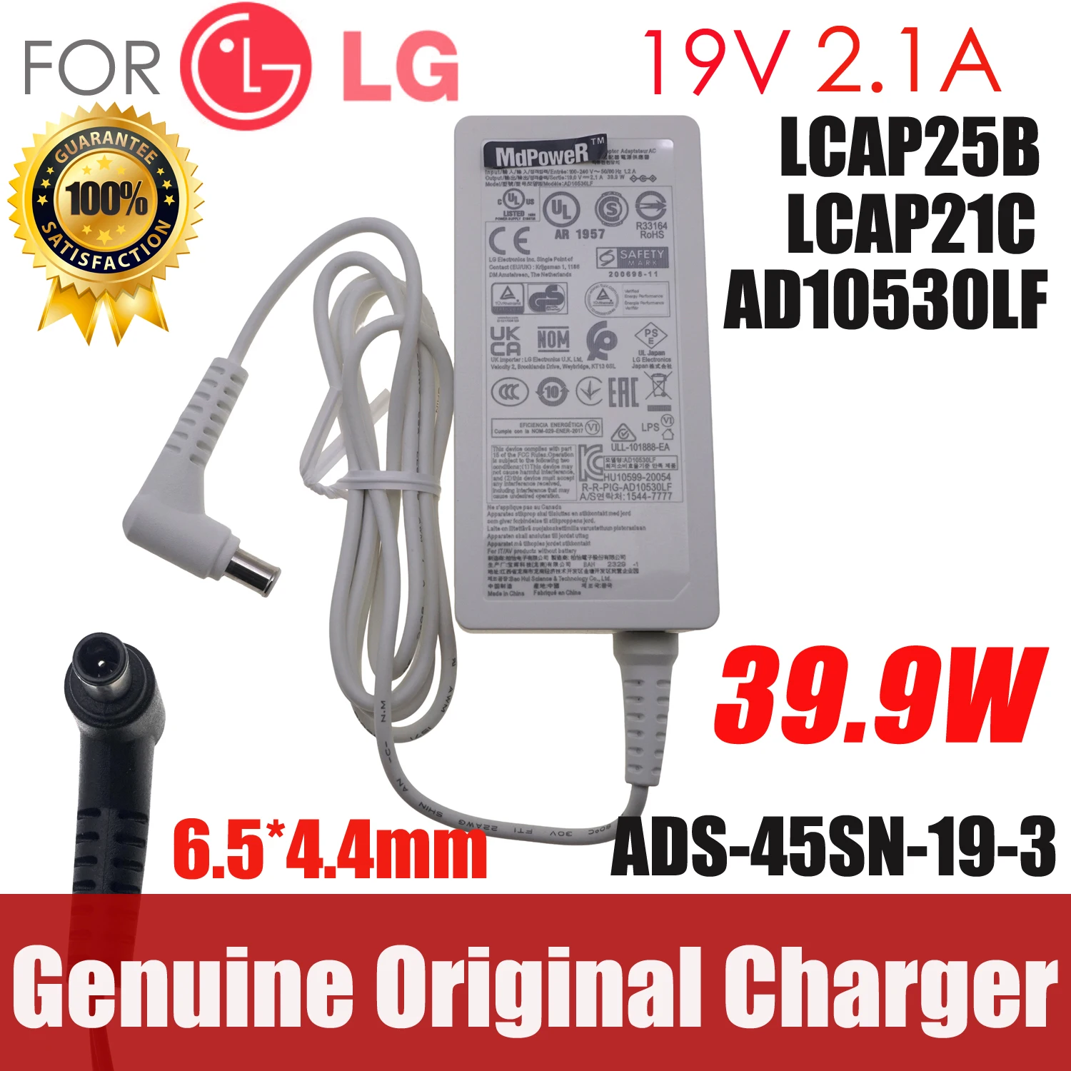 

For LG Monitor LCD TV 58A34/29UM59 Switching Adapter Charger 19V 2.1A 40W ADS-45SN-19-2 ADS-45SQ-19-3 19040E EAY65890001 LCAP21C