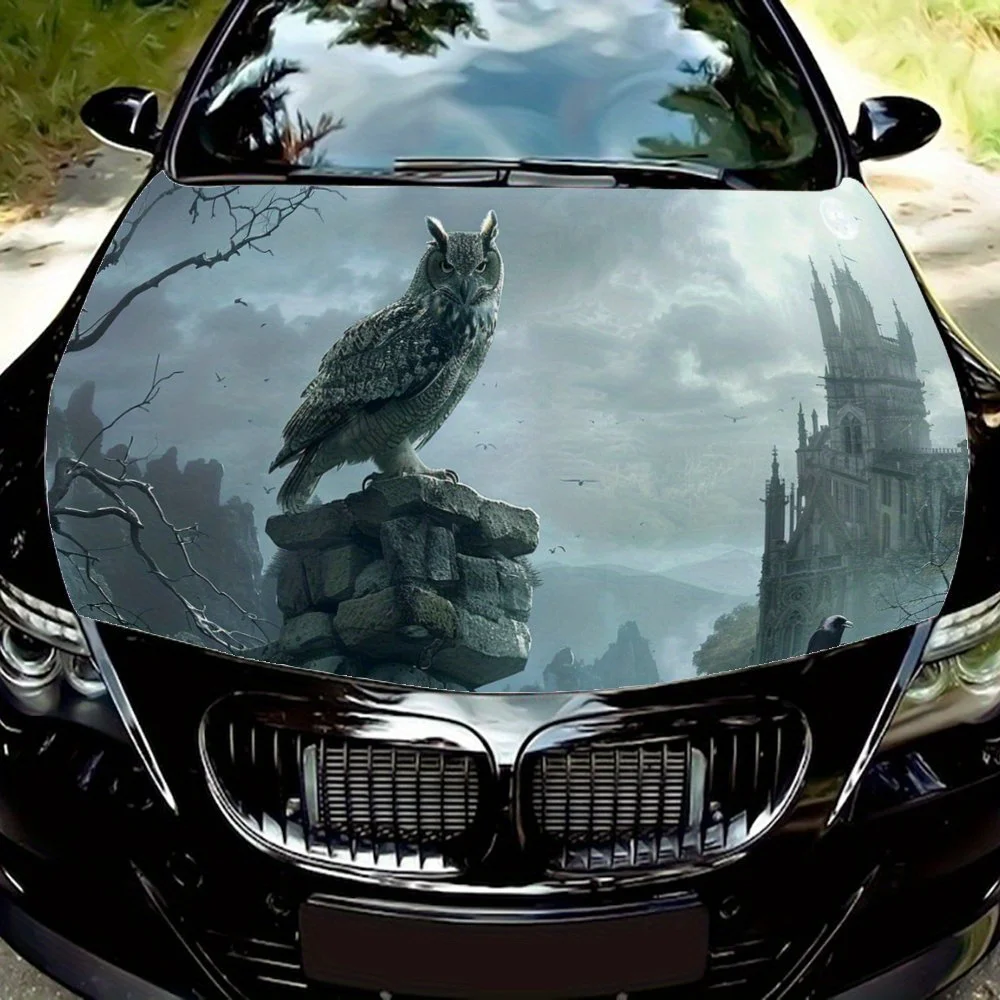 

Mysterious Owl Habitat Print Car Hood Decal Sticker, Durable Car Vinyl Wraps for Most Vehicles, Auto Engine Hood Protective Film