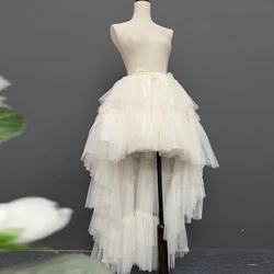 Sweet Lolita Asymmetrical Mesh Party Skirts Women Elegant Black White Pink Long Eevening Holiday Event Performance Skirts
