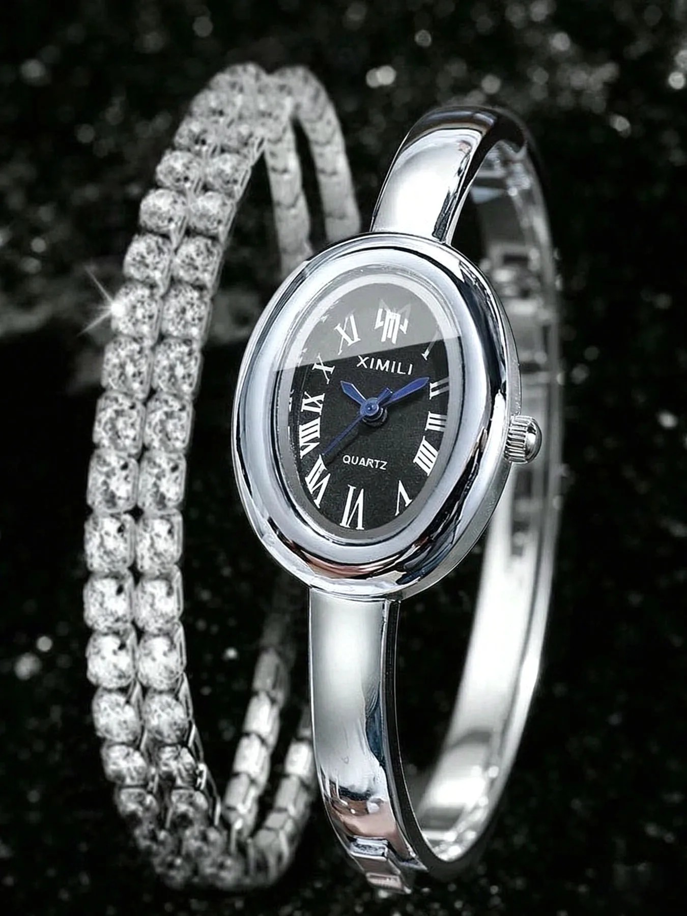 Women's Simple and Fashionable Versatile Oval Bracelet Watch with Quartz Movement