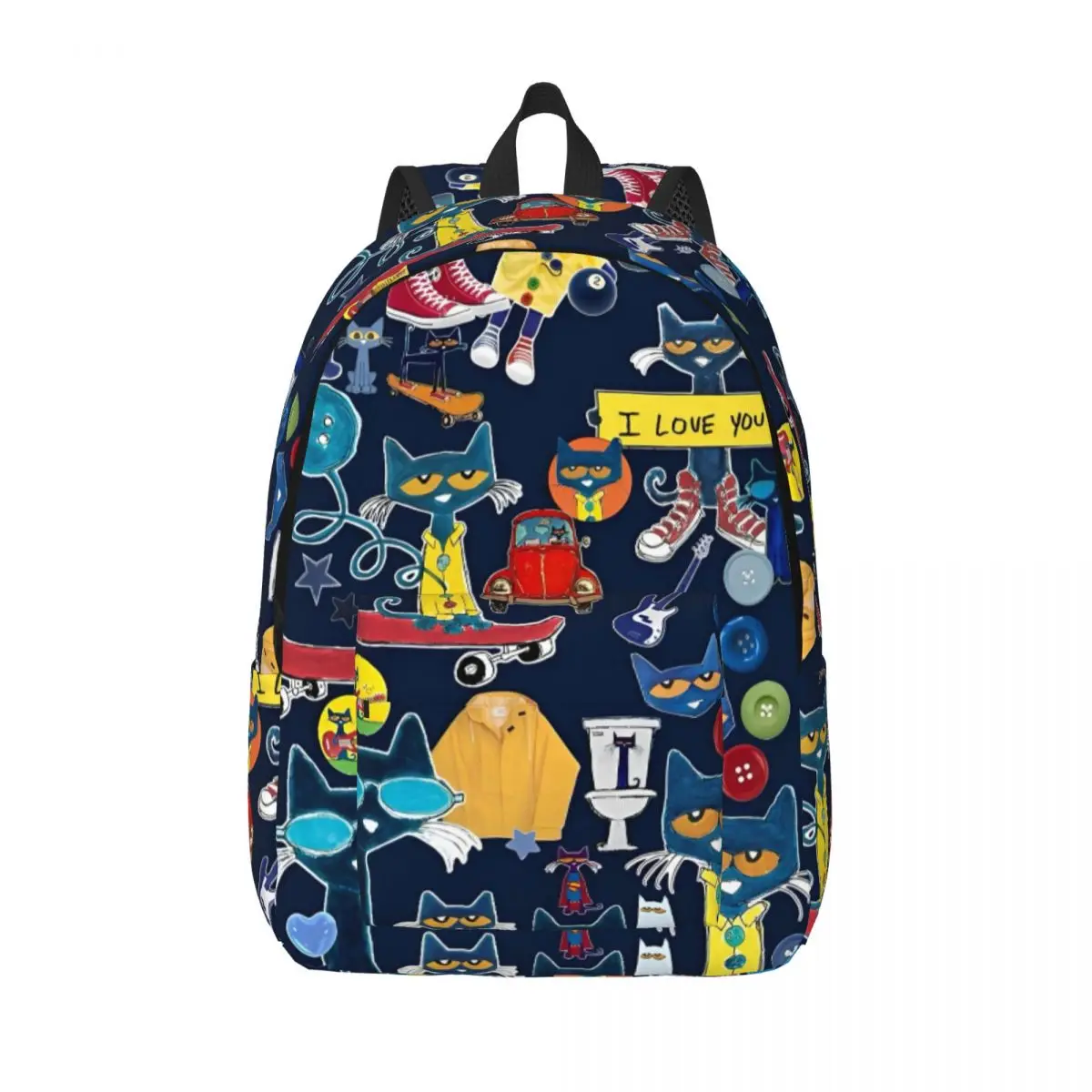 Pete The Cat I Love My Shoes Classical Backpack Gift High School Hiking Travel Daypack for Men Women Laptop Computer Canvas Bags