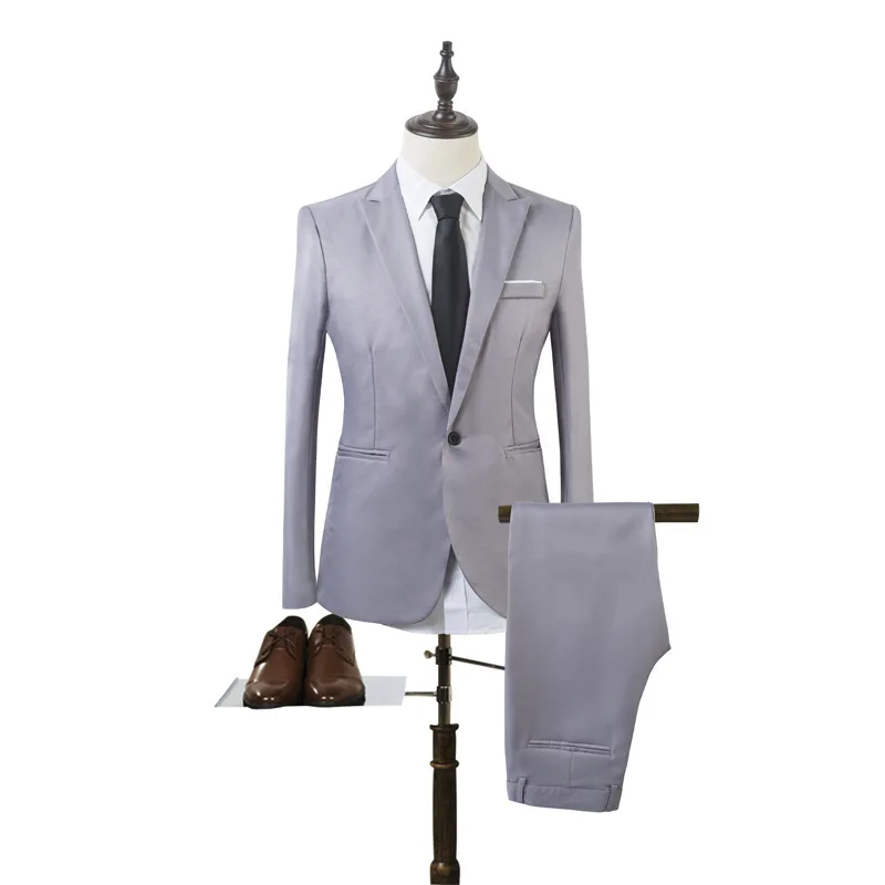 

Spring Autumn Men's Suit Set Slim Fit Youth Sle Korean Version omsmen Suit Cotton Material No Brand Registered Trademark