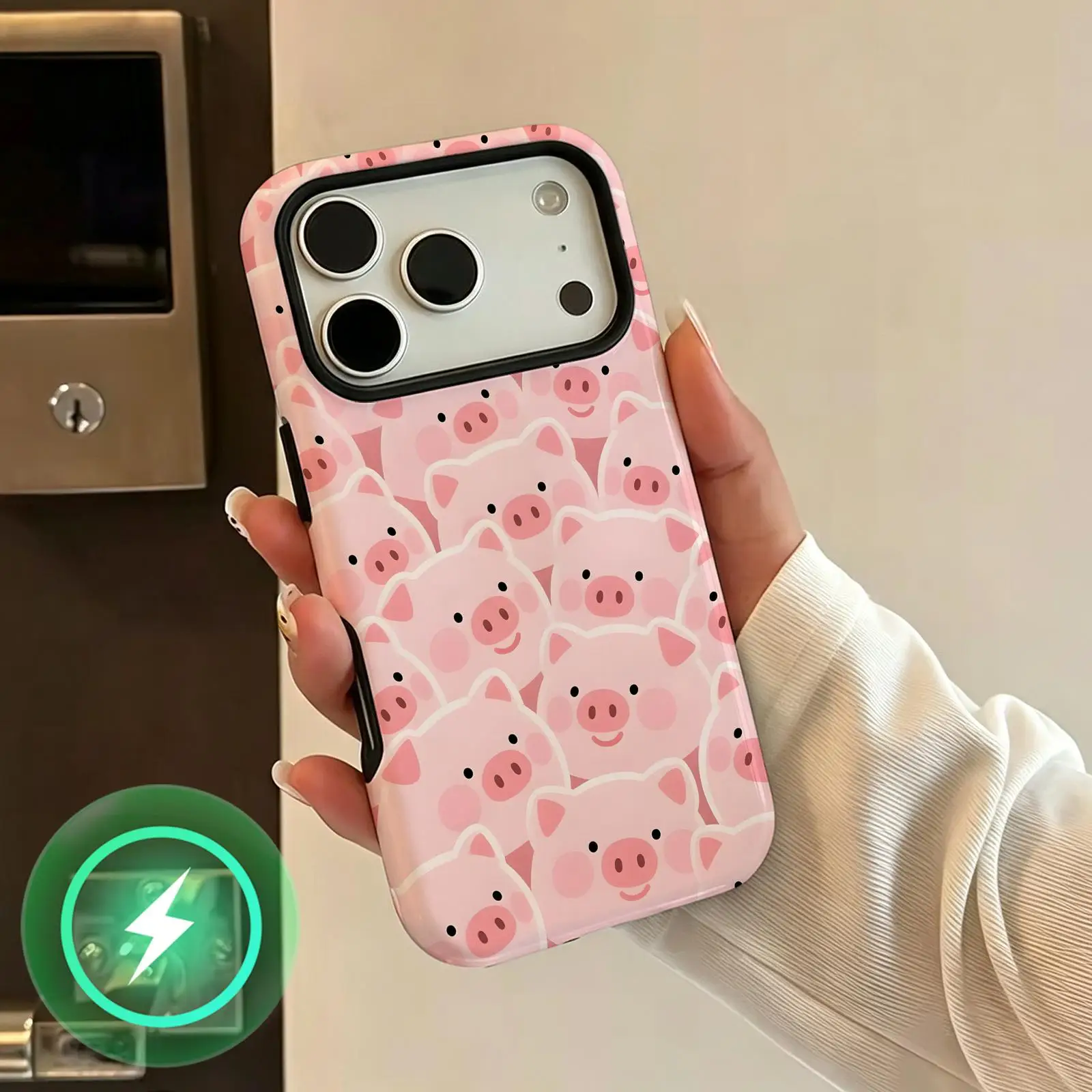 Cute little pig  Phone Case For iPhone17 16 15 14 13 12 11Plus Pro Max Glossy Magnetic Film Case