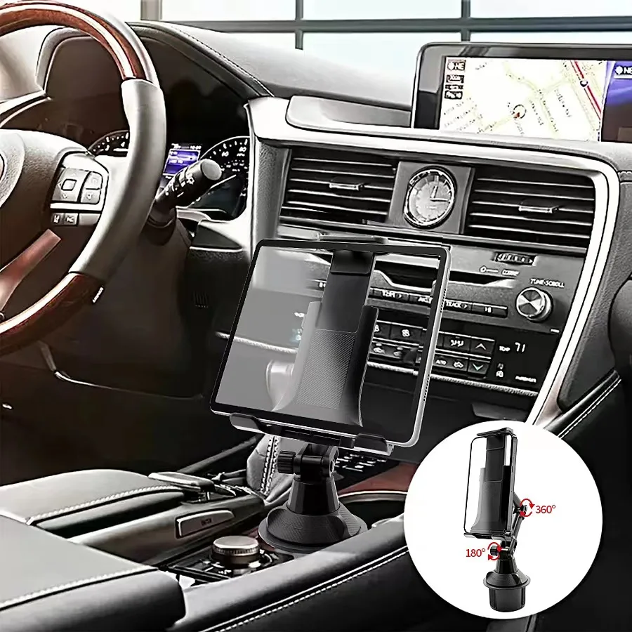 Universal Tablet Cup Holder Mount 360 Adjustable Smartphone Holder Car 270 Tilt Bar Triangular Base Ram Mount Tablet Holder
