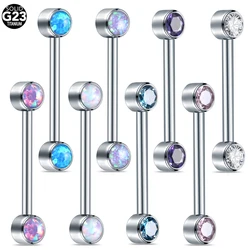 1PC Titanium CZ Bezel Nipple Tongue Ring 14G Cubic Zirconia Internally Thread Opal Nipple Barbell Piercings Sexy Women Jewelry