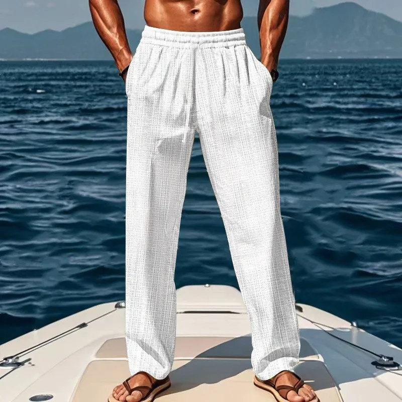 2025 New Style Men's Cotton-Linen Sport Pants - Fashionable, High-Quality, Loose-Fitting Hawaiian Casual Breathable Pants