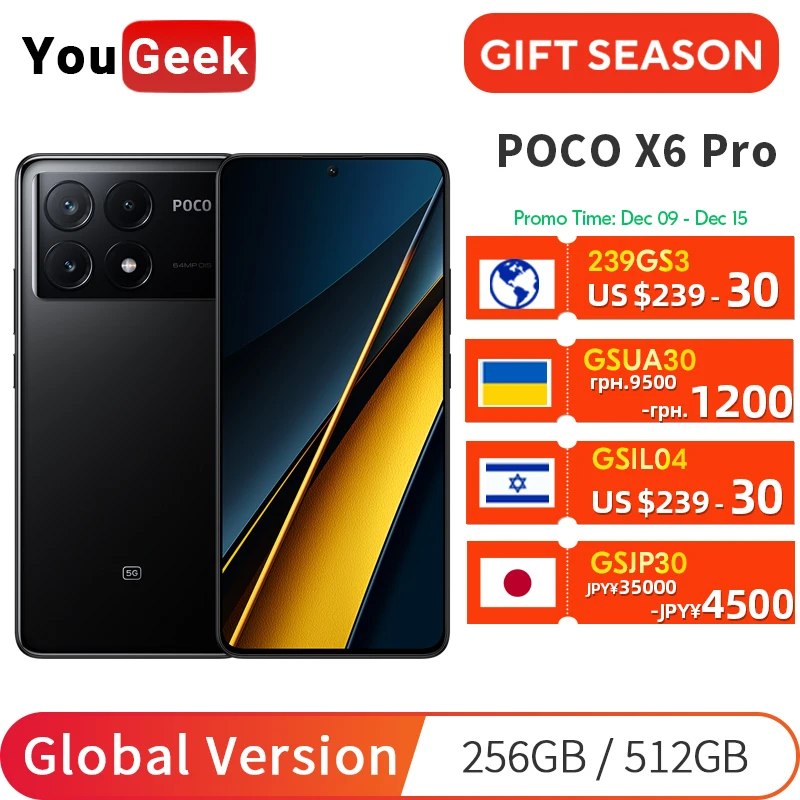 POCO X6 Pro 5G Global Version Smartphone Dimensity 8300-Ultra 6.67