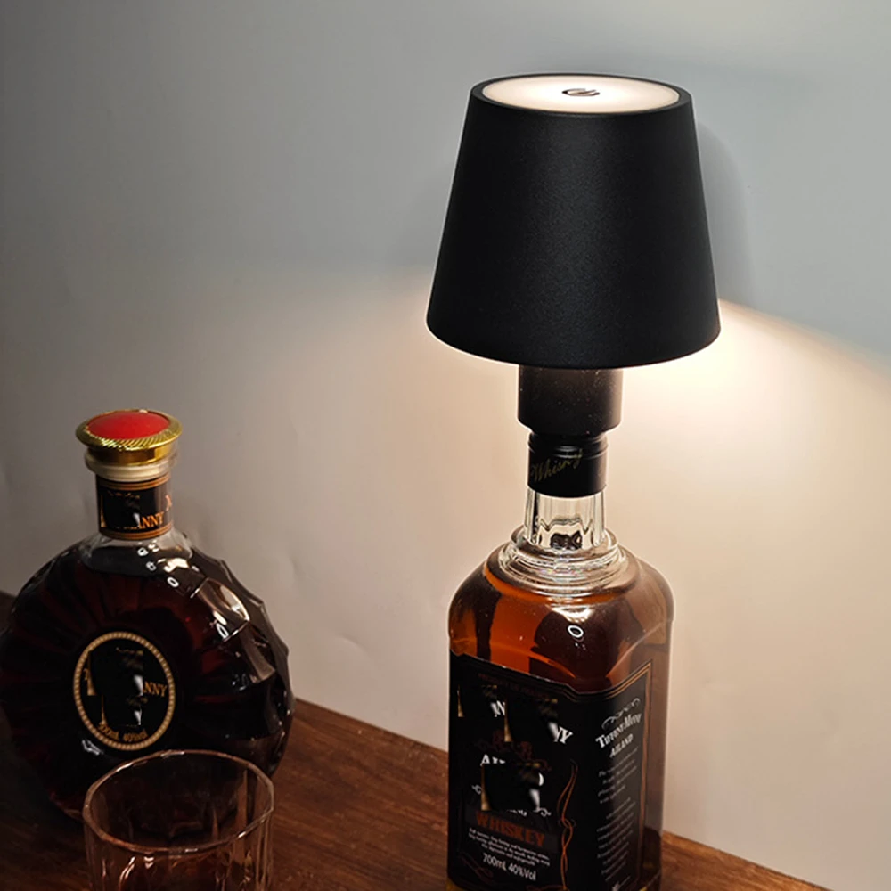 Led Wijnfles Lamp Touch Dimmen Bar Tafellamp Draagbare Draadloze Metalen Bureaulamp Usb Oplaadbare Clubs Nachtlampdecor