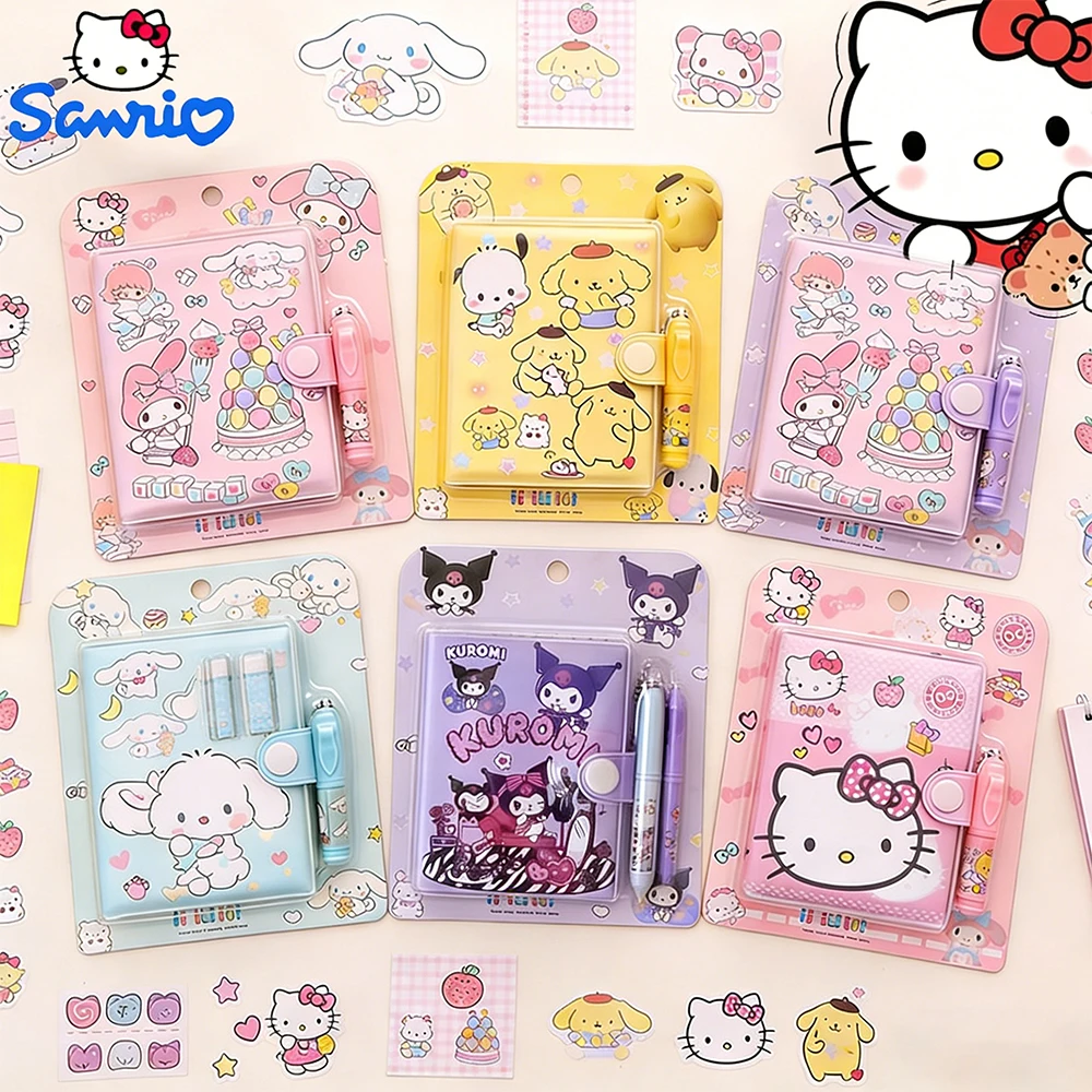 

Милые анимационные фигурки Sanrio: блокнот Hello Kitty, My Melody, мини-блокнот Sanrio, ручка, дневник, школьная тетрадь, ежедневник для студентов.
