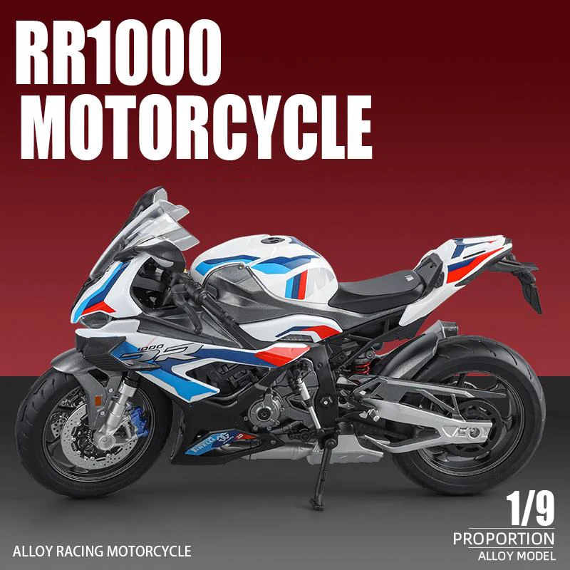 1/9 M1000RR S1000RR Alloy Racing Motorcycle Diecast Street Sports Motorcycle Model Simulation With Light Collection Kid Toy Gift