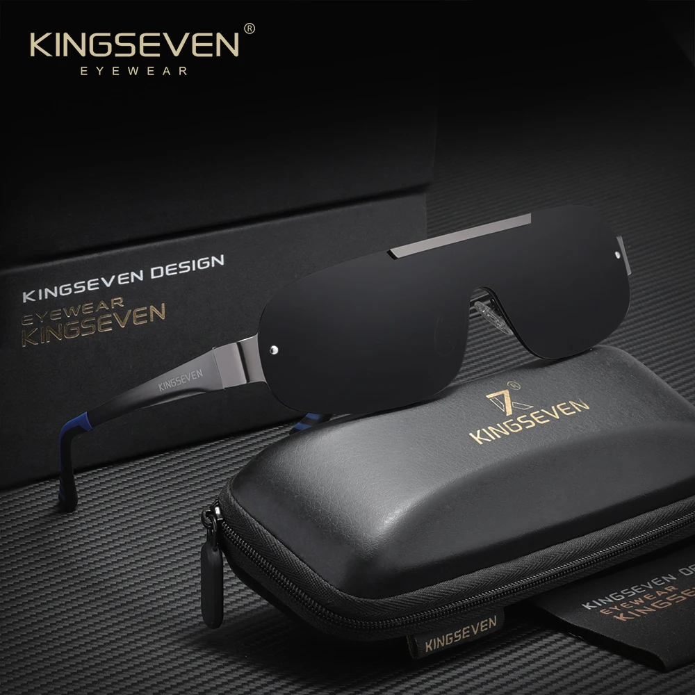 KINGSEVEN Luxus-Sonnenbrille für Herren, modisch, großer Rahmen, Piloten-Stil, polarisiert, UV400, zum Fahren, für den Außenbereich, einteilige Rahmen