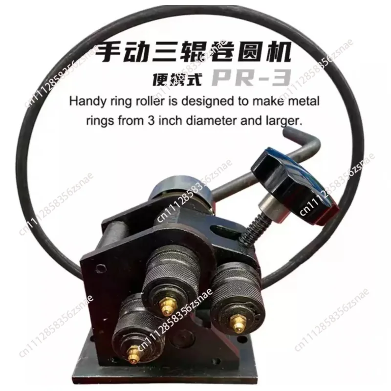 Desktop PR‑3 Hand Operated Three Roll Bender Mini Manual Rolling Machine for Making Rings Tubes Metal Art Craft