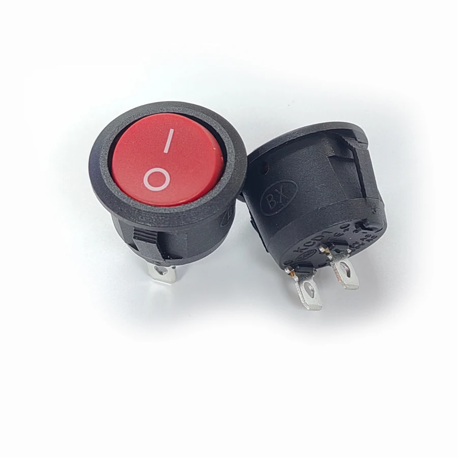 20PCS/Lot Round Rocker Boat Switch 2Pin 2P 2 Position 6A/250V Red/Black/White 20mm