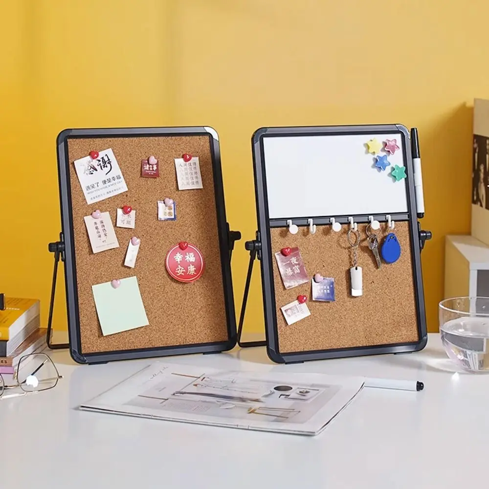 

Magnetic Cork Message Board Hanging/Free Standing Decorative Notice Pin Board Set Rotate Stand Metal Frame Soft Cork Whiteboard