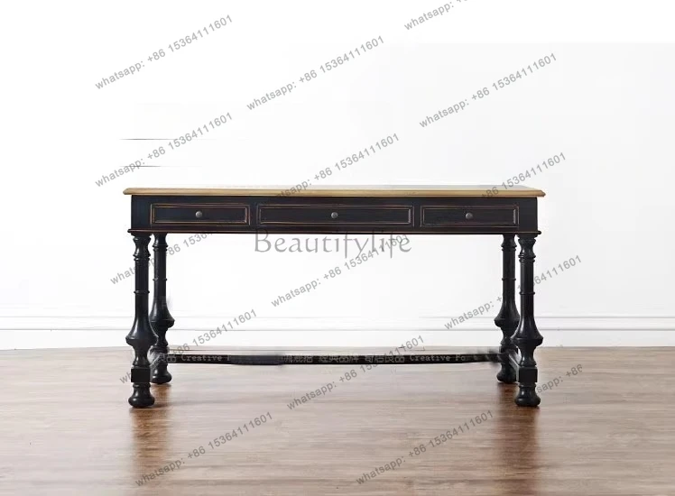 Nordic American country solid wood desk retro simple atmosphere study table
