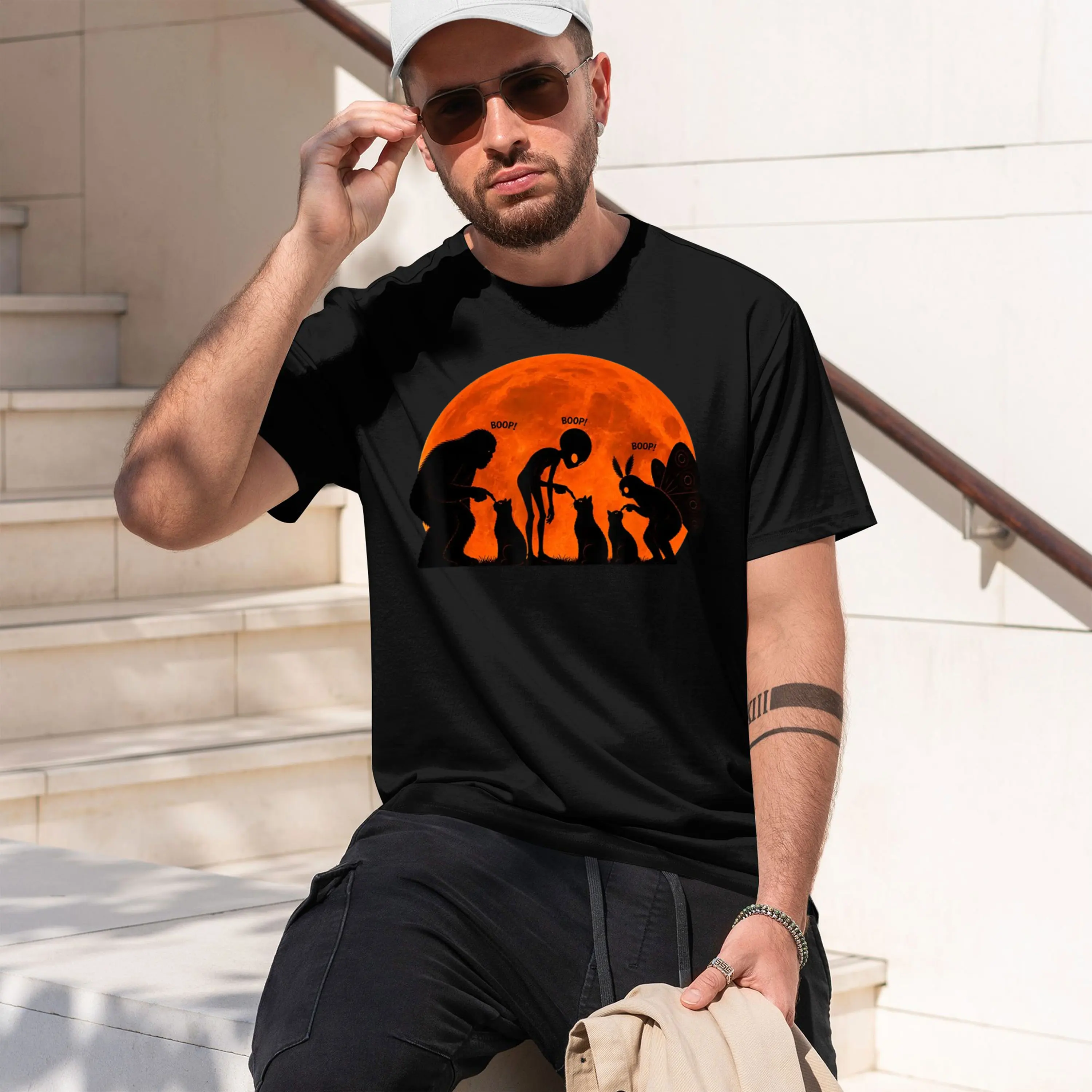en Mothman Full Funny Cryptid T-Shirt Summer Short-Sved Breathable Sweat-Wking Versatile 2026 New Model Short-sleeve crewneck T-