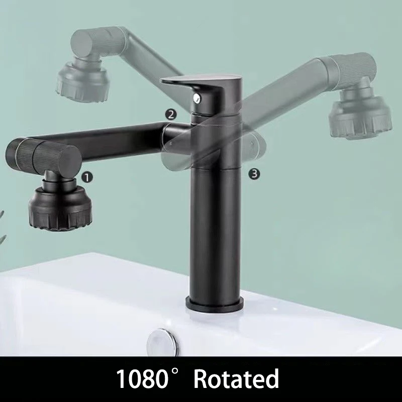 Faucet Bathroom Basin Tap Sink Mixer Black Golden Single Handle Washbasin Rotary Water Saving Hot And Cold Stainless Steel Showe