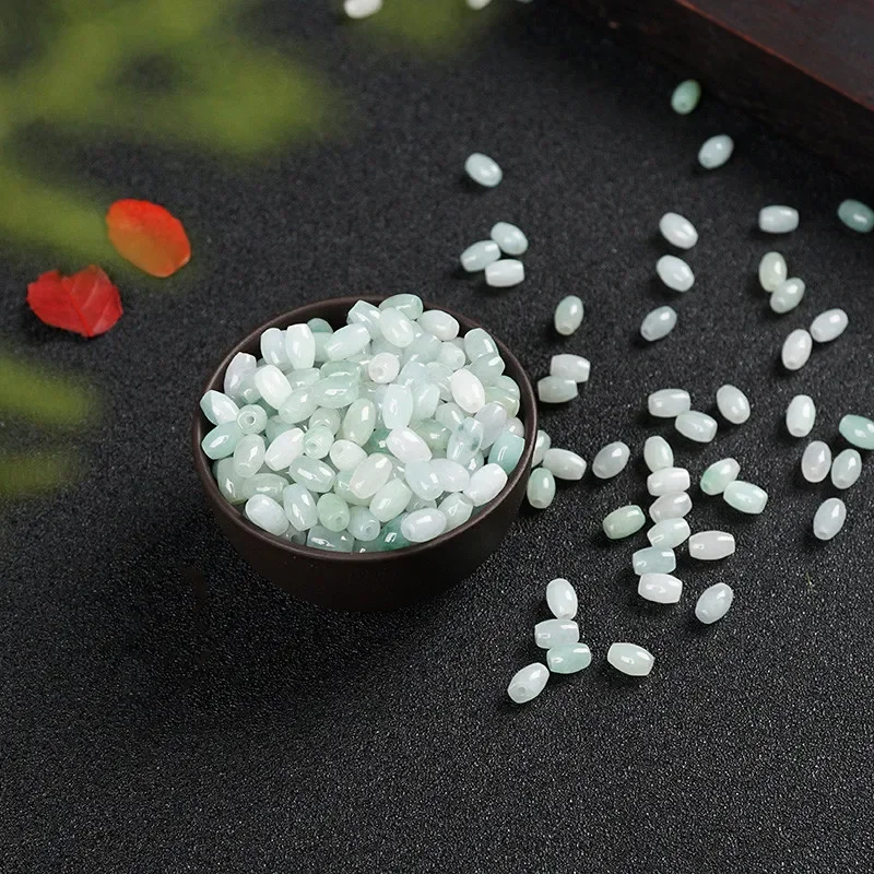 Jade Rice Bead Parts Ice Glutinous Seed Jade Light Green Rice Bead Bracelet Necklace  Jewelry & Accessories