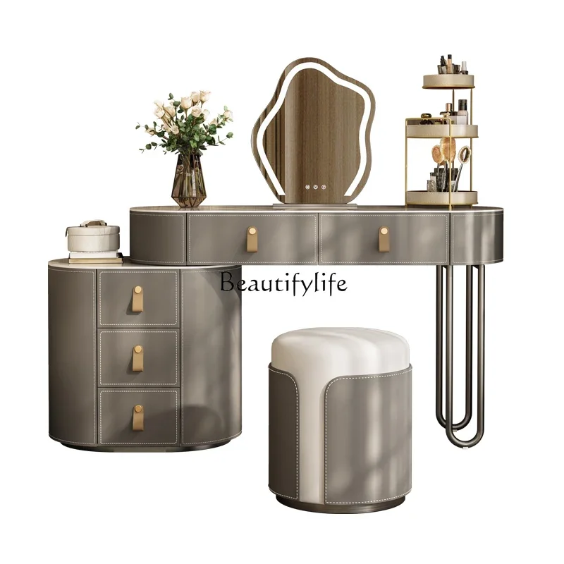 

ld6Modern Minimalist Saddle Leather Solid Wood Dressing Table Italian Minimalist Makeup Table