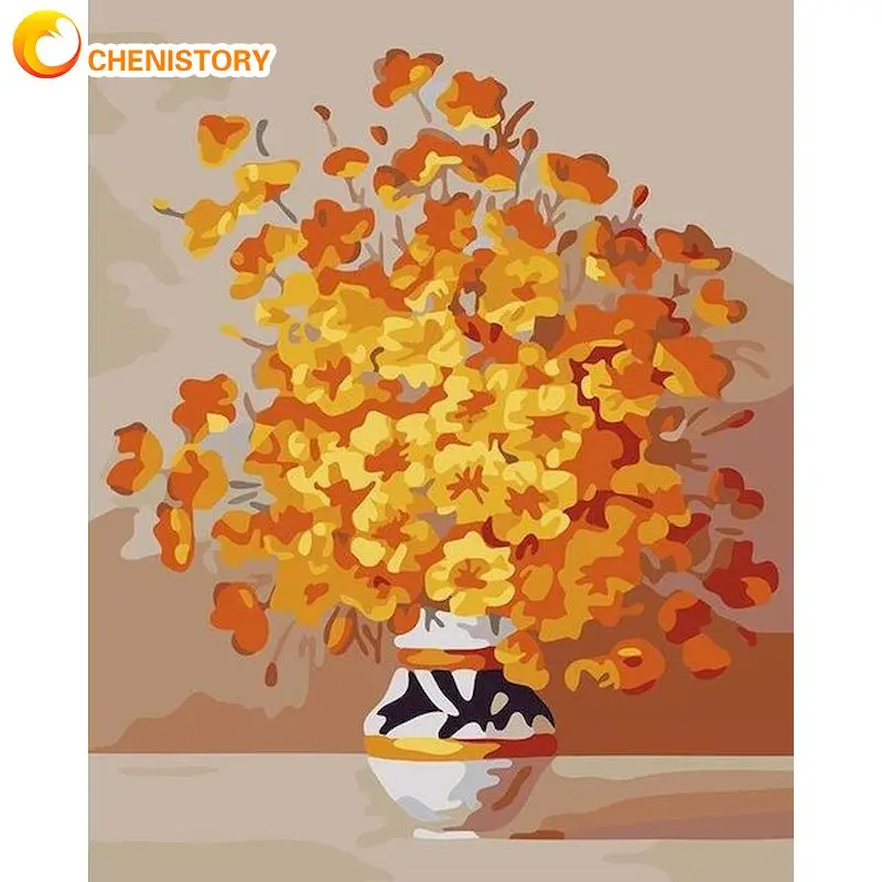 

CHENISTORY 5d Diamond Painting Yellow Flowers In Vase Cross Stitch Diamond Mosaic Picture Embroidery Kit Home Decoration