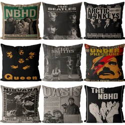 Black and white movie poster classic Printed linen cushion cover 45x45Cm square home decoration sofa car cushion cover 18x18 In