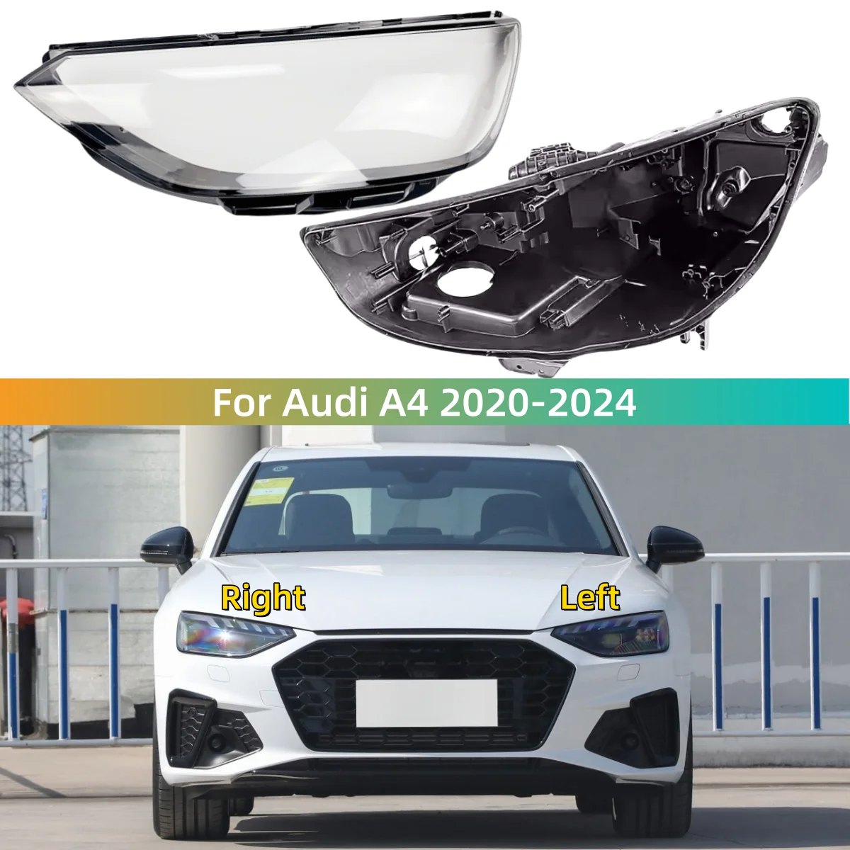

For Audi A4 2020 2021 2022 2023 2024 Car Interior Replacement Parts Headlights Lamp Glass Headlight Lamp Holder