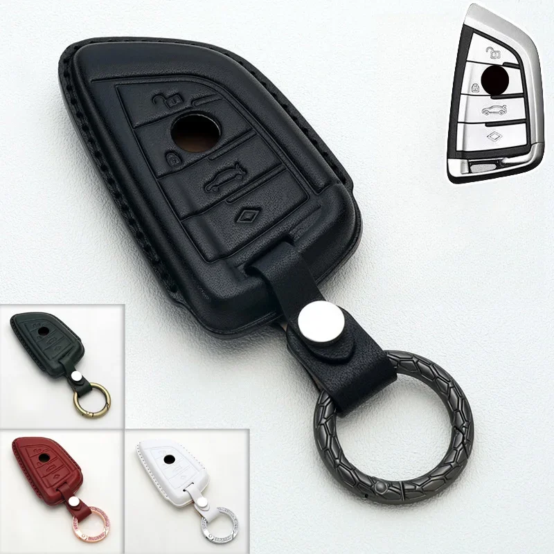 Genuine Leather Car Remote Smart Key Fob Case Cover Holder Bag With For BMW 1 2 3 4 5 6 7 8 Series M5 X1 X2 X3 X4 X5 X6 X7