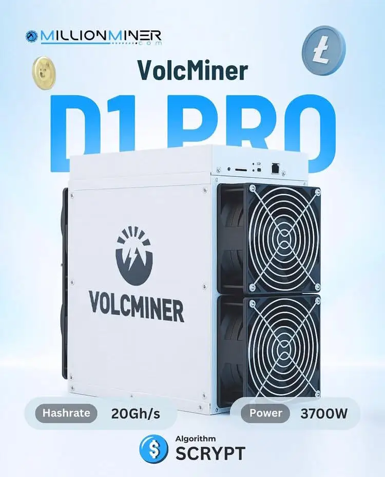 

Новая майнинг-машина AJ Volcminer D1 Pro 20G Scrypt с воздушным охлаждением для майнинга LTC и Doge