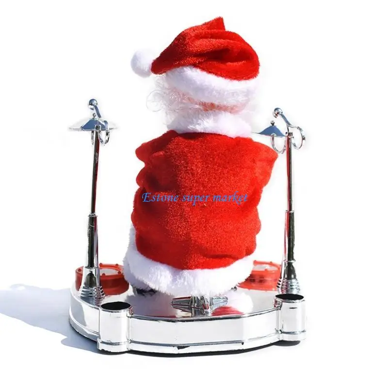 090B Giocattolo elettrico Natale Sassofono elettrico Babbo Natale per bambole Palcoscenico che suona batteria per