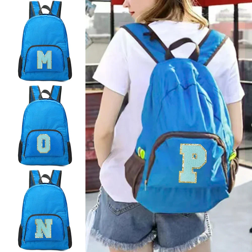 Portable Outdoor Hiking Commuter Green Letter Embroidered Logo Pattern New Men's and Women's Versatile Large Capacity Backpack