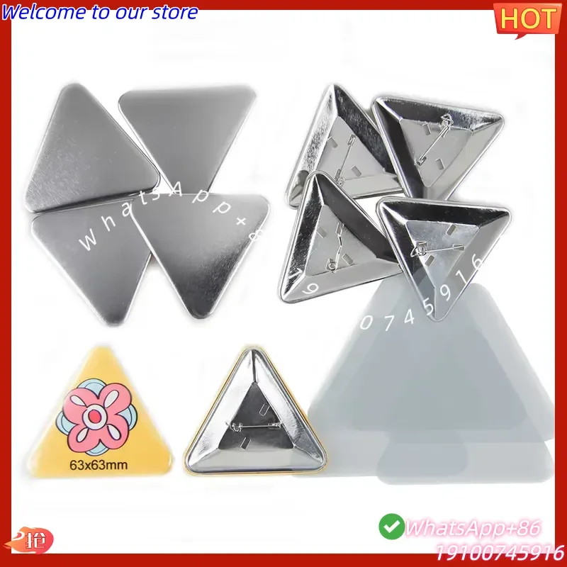 2026 Hotsale High Quality Factory Price Triangle 63x70mm Metal Tinplate Pin Button Badge