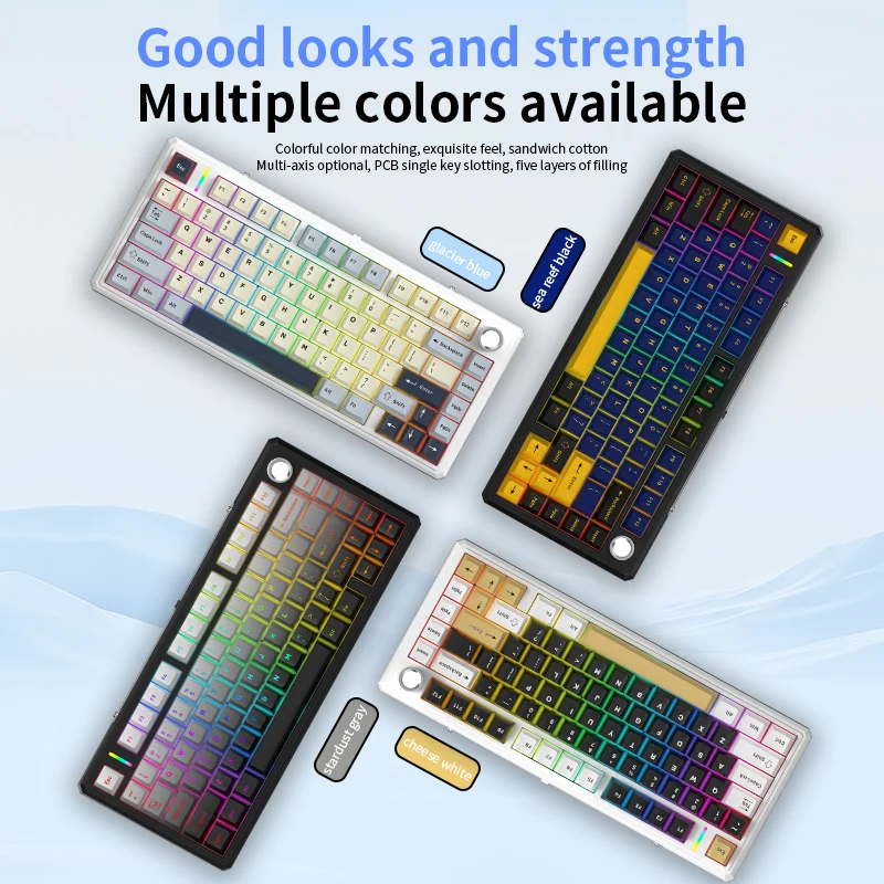 LDON LX83 Full Size Mechanical Gaming Keyboard RGB Backlit Tri-Mode Hot Swappable Wireless 2.4G Bluetooth Gasket Metal for PC