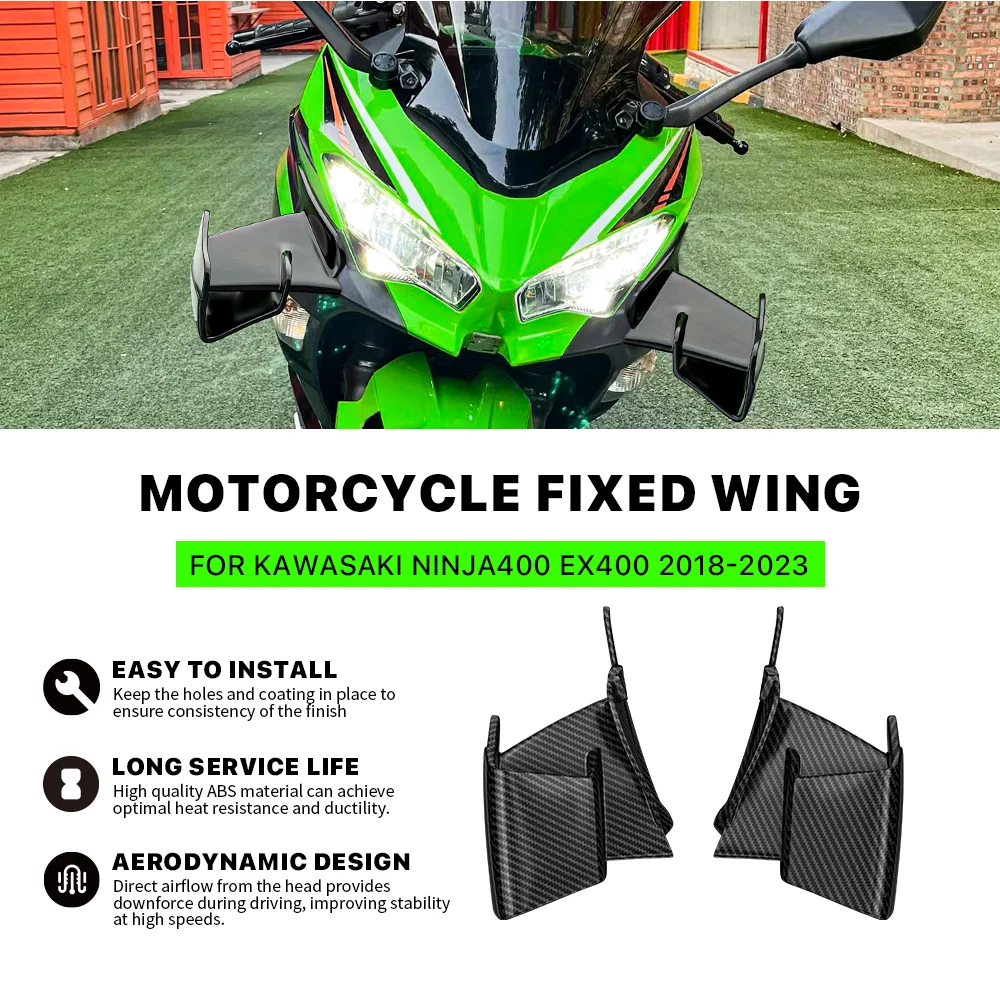 For KAWASAKI ninja400 EX400 2018-2023 fixed Wind Wing ABS Motorcycle Fairing Parts Aerodynamic Wing Deflector Spoiler Parts