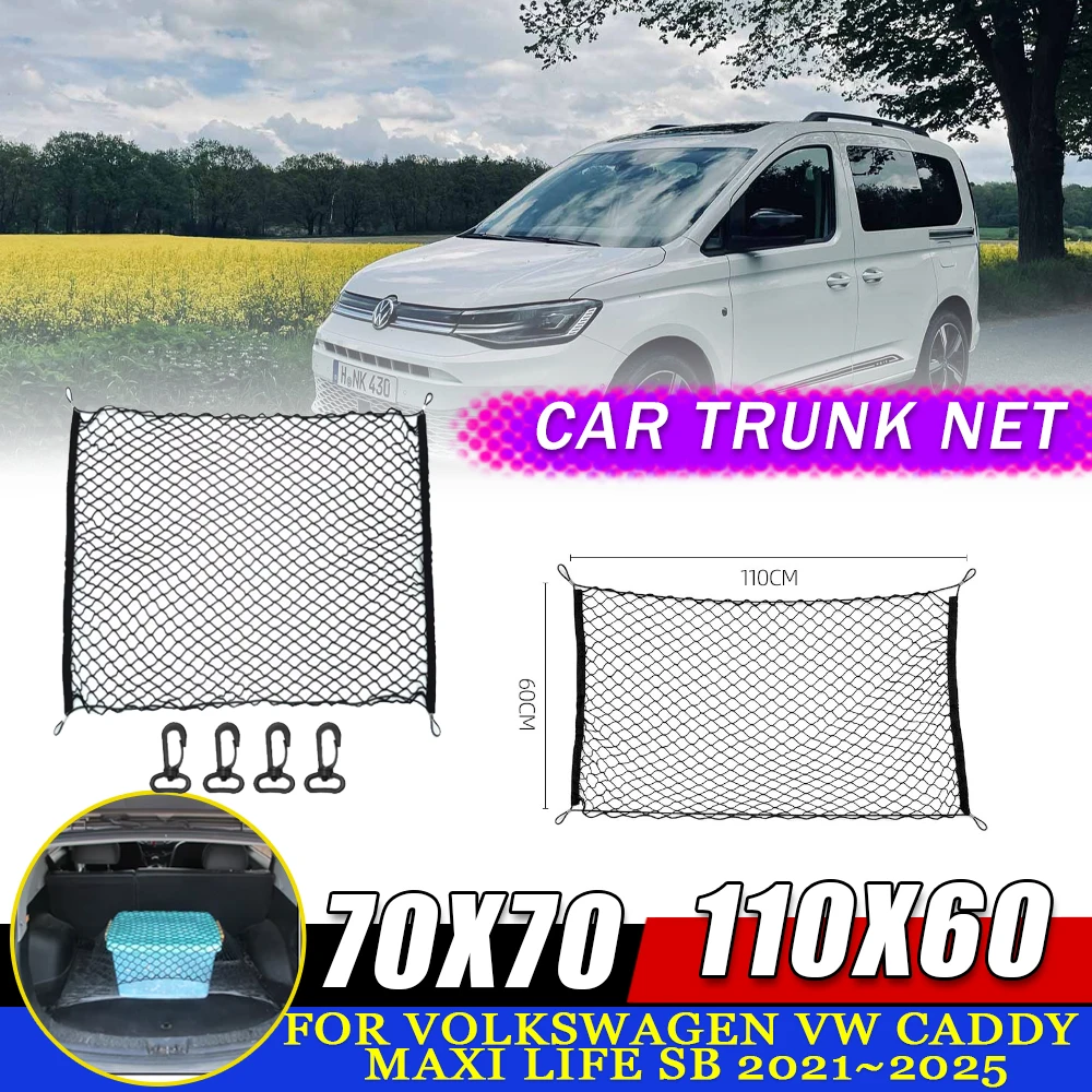 

Car Trunk Mesh for Volkswagen VW Caddy Maxi Life SB 2021~2025 2022 Luggage Cargo Net Storage Organizer Elastic Pocket Accessorie