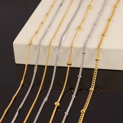 316L Stainless Steel Necklace For Women Men Gold Color Round Ball Chain Beads Chain Necklaces Choker Jewelry Wholesale