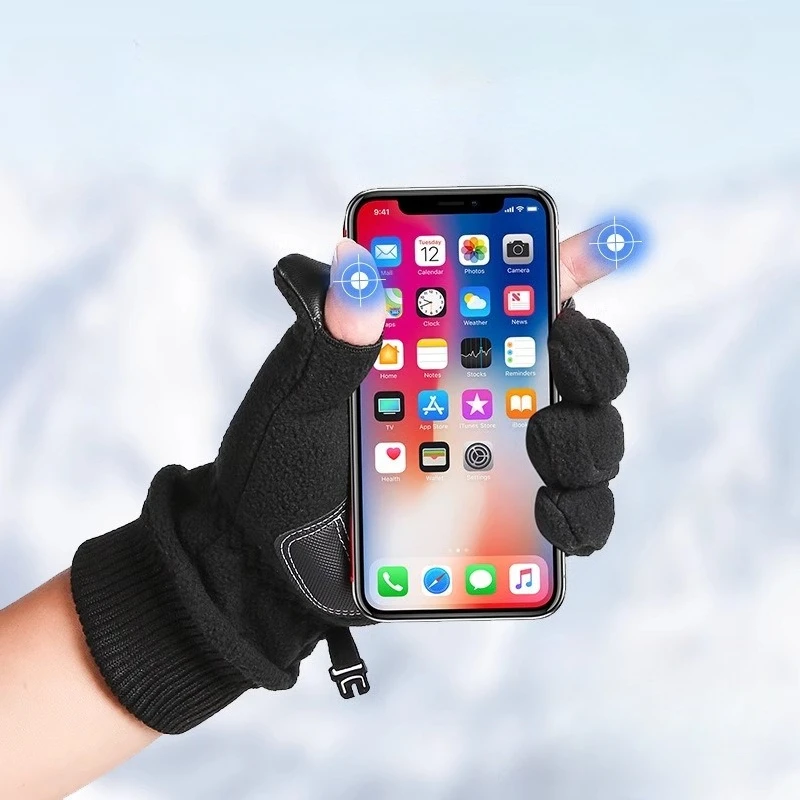 Winter Non-Slip  Men Women Touch Screen Gloves for Hiking  Camping Windproof Warm Gloves Cycling  Open-toe Gloves