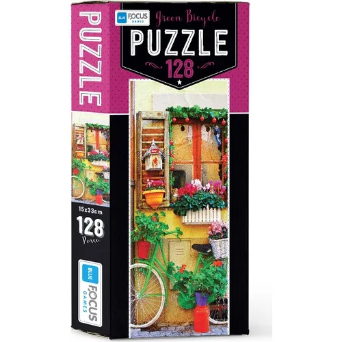 Blauw Focus 128 Stuk Puzzel Groene Fiets