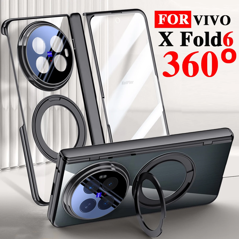 Fold6 Glass Screen Protector Stand Strong Magnetic Clear Plating Case For Vivo X Fold 6 Protective transparent Holder Cover