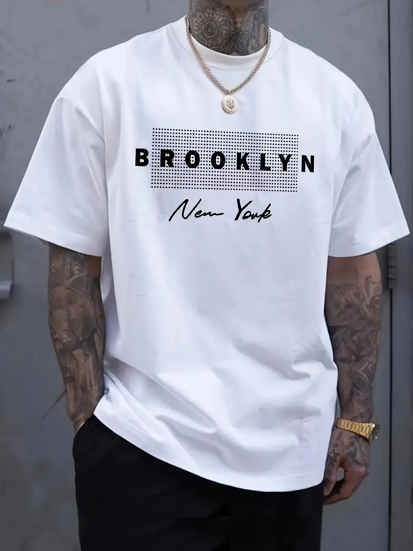 Men's 100% Cotton Summer Loose Fit Large Los Angeles Graphic Printed Slim Fit Casual Sports Round Neck Short Sleeved T-shirt Top