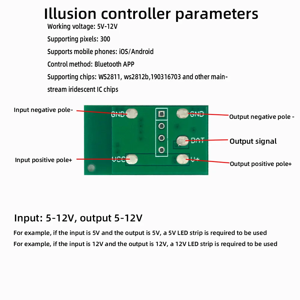 5PCS ARGB Colorful LED Strip Module WS2812B 2811 1903 LED Strip Controller Bluetooth APP Multi color Dimming 12V 5V Small size