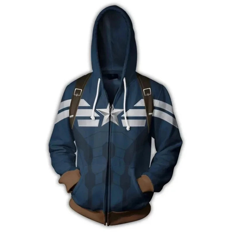 e,4;v'6k/ Sudadera con Capucha con Estampado 3D del Capitán América, Chaqueta con Capucha para Hombre, Abrigo de Primavera y Otoño, Disfraz de Cosplay Sup5;g'8.n/3