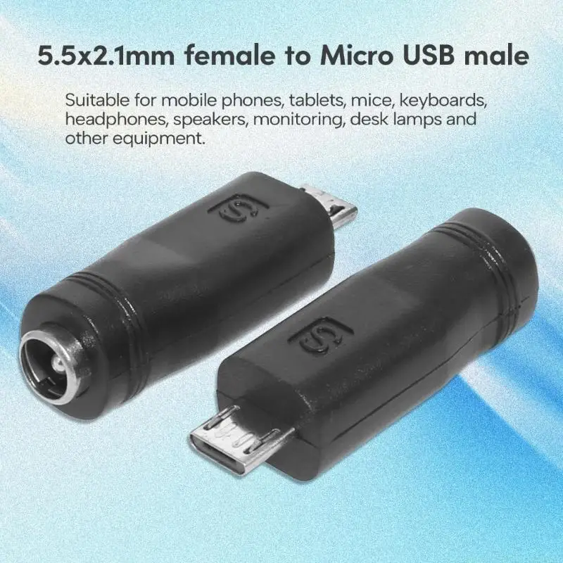 F62C Portable DC5.5mmx2.1mm to Type-C /Mini USB/Micro USB Connector Power Adapter