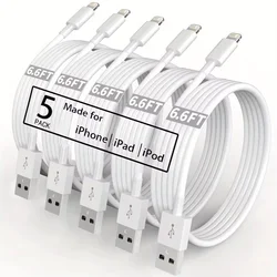 5 ํฉ 2M 6.6FT TPE USB A-๋ผ์ดํธ๋ ์ถฉ์ ์ผ์ด๋ธ ์ฝ๋ iPhone 14 13 12 11Pro X XR XS Max 8 7Plus 2.4A USB ์กฐ๋ช
์ผ์ด๋ธ